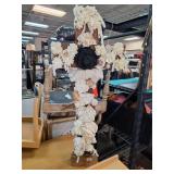Wooden Cross With Fabric Floral Adornments