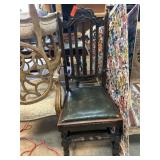 Wooden Chair With Leather Upholstered Seat