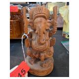 Carved Wooden Ganesha Figurine Statue