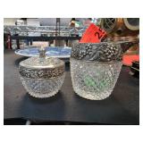Crystal Creamer and Lidded Sugar Bowl Set
