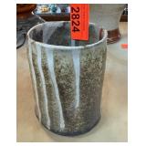 Handcrafted Ceramic Vase with Striped Glaze Design