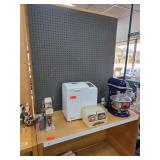 Wooden Shelving Unit with Pegboard Back