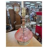 Electric Lamp With Pink Glass Base