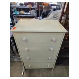 White Four-Drawer Dresser with Pink Knobs