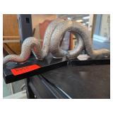 Silver-Toned Snake Bookends on Black Base