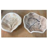 Two Handcrafted Botanical Ceramic Bowls