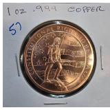 1 oz .999 Copper Second Amendment Round