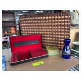 Wicker Picnic Basket, Jewelry Box, and Vase