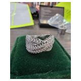 Sterling Silver Size 7 Ring with Pave Detailing