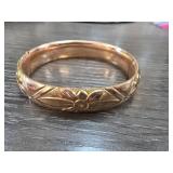Gold-Fill Floral Engraved Bangle Bracelet