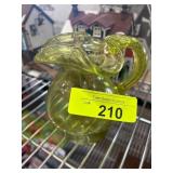 Handmade Green Glass Pitcher W Flared Spout