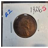 1926-S Lincoln Wheat Cent in Holder