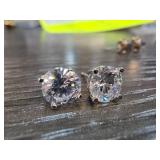 Sterling Silver Stud Earrings with Clear Stones