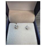 Princess Cut Diamond Stud Earrings, Sterling