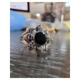 Sterling Silver Size 8 Ring with Black Stone