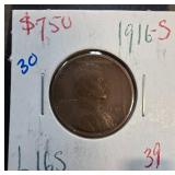 1916-S Lincoln Wheat Cent in Holder