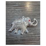 Silver-Tone Elephant Brooch With Rhinestones