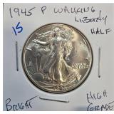 1945 P Walking Liberty Half Dollar Coin