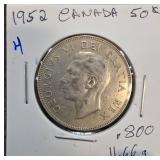 1952 Canada 50-Cent Coin with George VI