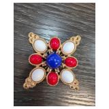 Sarah Coventry Gold-Tone Pin with Red, White, Blue