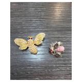 Two Insect-Themed Brooches