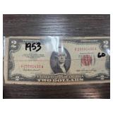 1953 United States $2 Red Seal Note