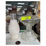 Clear Glass Oil Lamp with Metal Burner