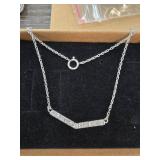 Sterling Silver 1/4 Ct Diamond Bar Necklace