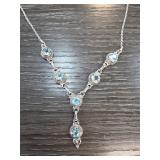 Sterling Silver Necklace with Sky Blue Topaz