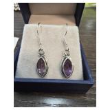 Natural Marquise Amethyst Sterling Earrings
