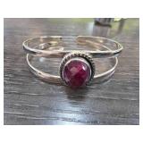 Sterling Silver Ruby Cuff Bracelet 22g