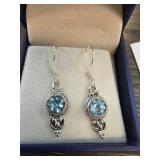 Sterling Silver and Topaz Dangling Earrings