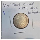 1/10 Troy Ounce .999 Fine Silver Coin