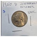1950-D Jefferson Nickel in Uncirculated Condition