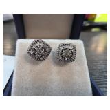 Cushion-Cut Diamond Sterling Earrings