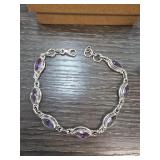 Sterling Silver Marquise Amethyst Braceletï¿½