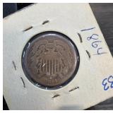 1864 U.S. 2-Cent Coin in Protector Case