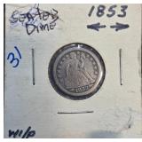 1853 Seated Liberty Dime with Arrows