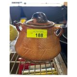 Brown Glazed Pottery Bean Pot
