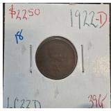 1922-D Lincoln Wheat Penny in Flip