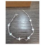 Sterling Silver Opal and Diamond Bracelet