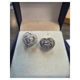 Heart-Shaped Natural Diamond Stud Earrings