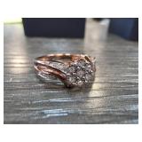 Sterling Silver Ring with Diamond Cluster