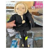 Cloth Doll With Black Outfit and Blonde Yarn Hair