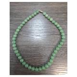 Jade Bead Necklace with Green Hue