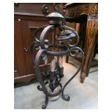 Metal Hanging Lantern with Scrollwork Design