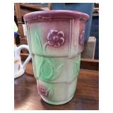 Floral Patterned Ceramic Vase, USA Marked