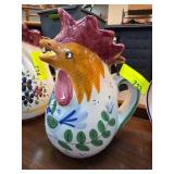 Hand-Painted Ceramic Rooster Pitcher