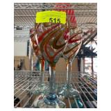 Handblown Glassware Set with Swirl Pattern