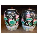 Hand-Painted Ceramic Covered Jars